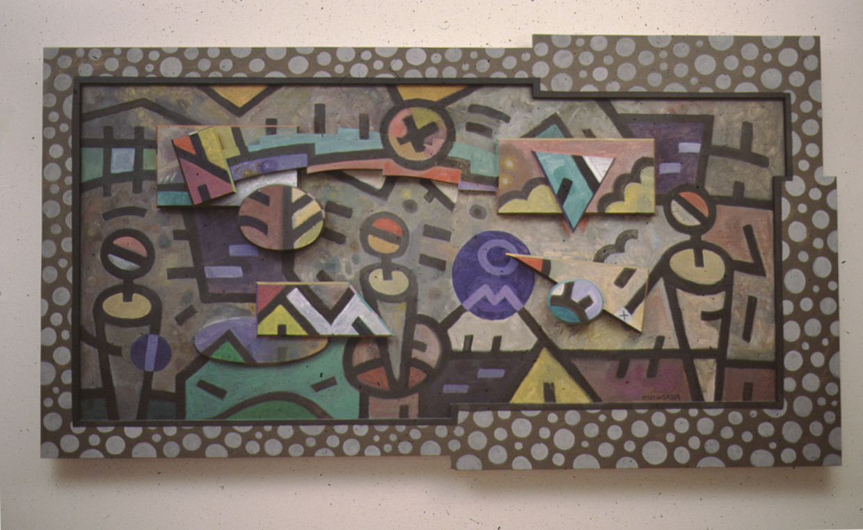 bas-relief painting - synthetic polymer paint on wood